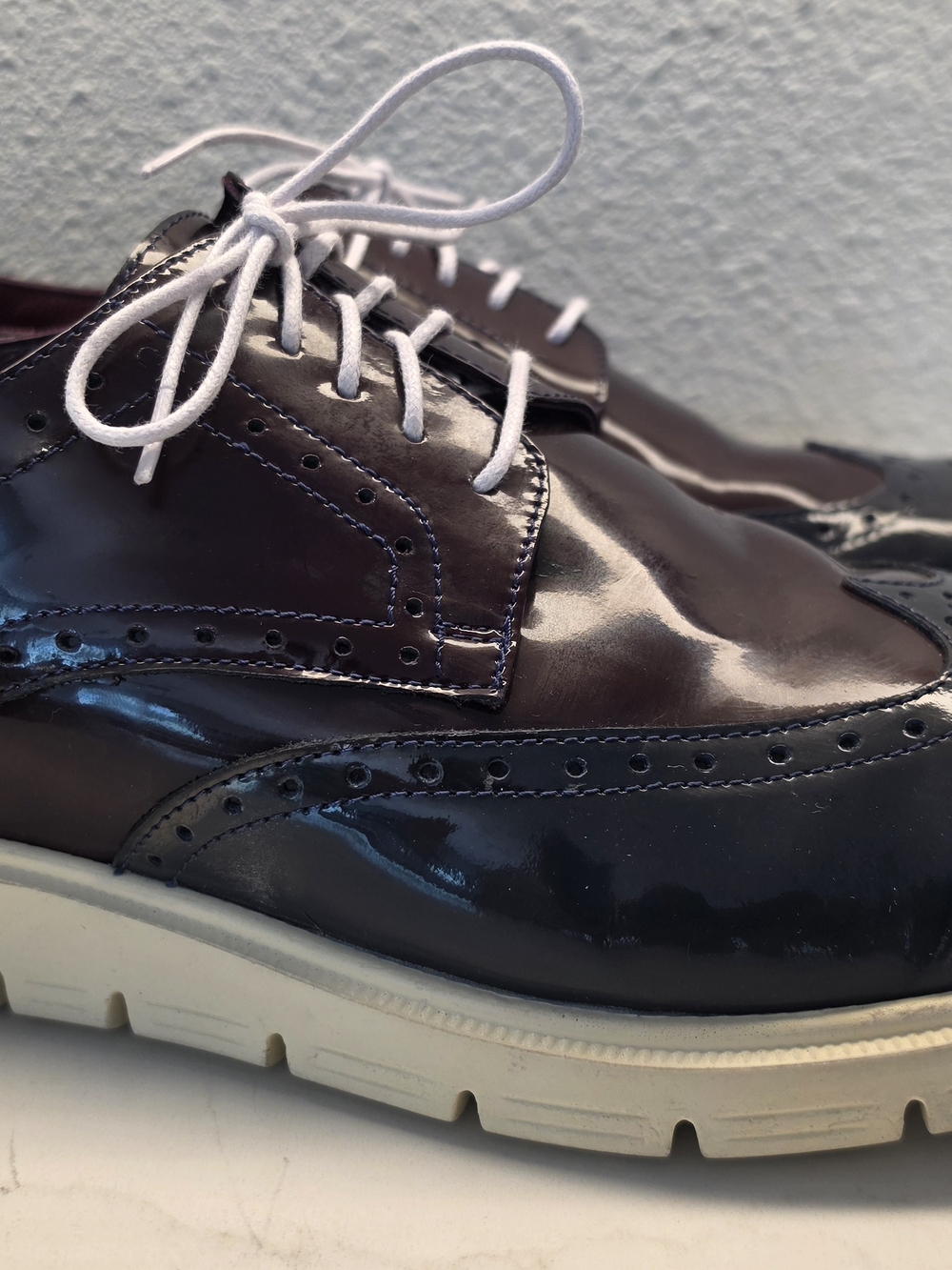 Deckard Dark Blue Bordeaux Split Wingtip Derby Casual Shoes - 44 EU / 10.5 US